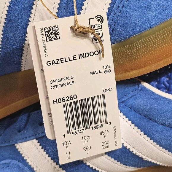 Adidas Gazelle Indoor Casual Low top Sneakers Blue White H06260 - Men's Size 11 - Picture 12 of 16